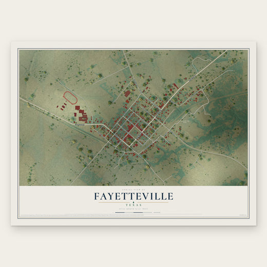 Fayetteville, Texas map print, the full design