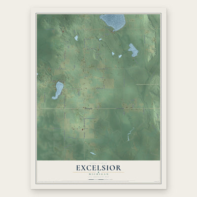 Excelsior, Michigan map print, the full design