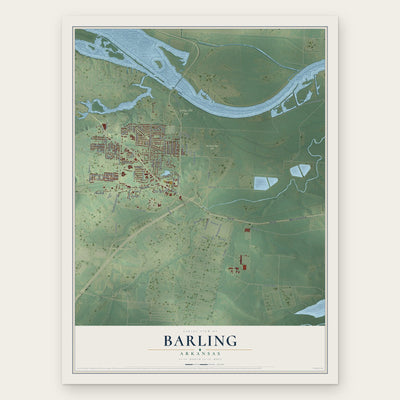 Barling, Arkansas map print, the full design