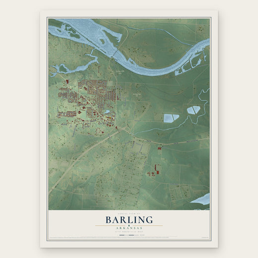 Barling, Arkansas map print, the full design