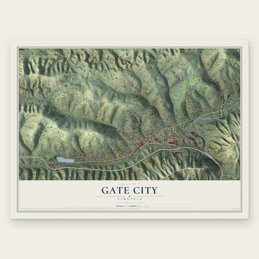 Gate City, Virginia map print, the full design