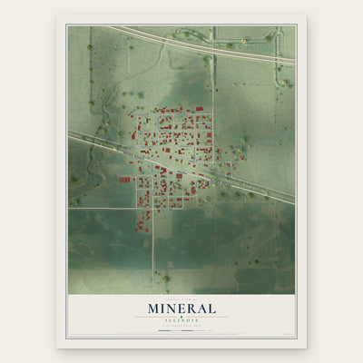 Mineral, Illinois map print, the full design