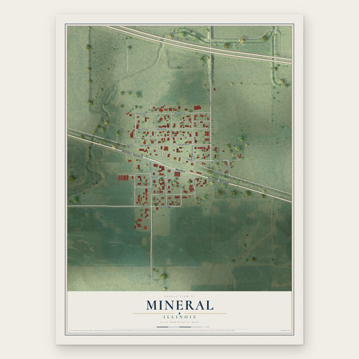 Mineral, Illinois map print, the full design