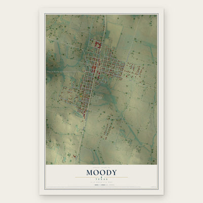 Moody, Texas map print, the full design