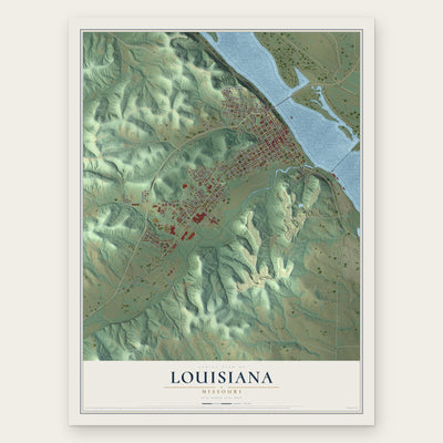 Louisiana, Missouri map print, the full design