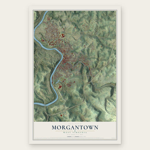 Morgantown, West Virginia map print, the full design