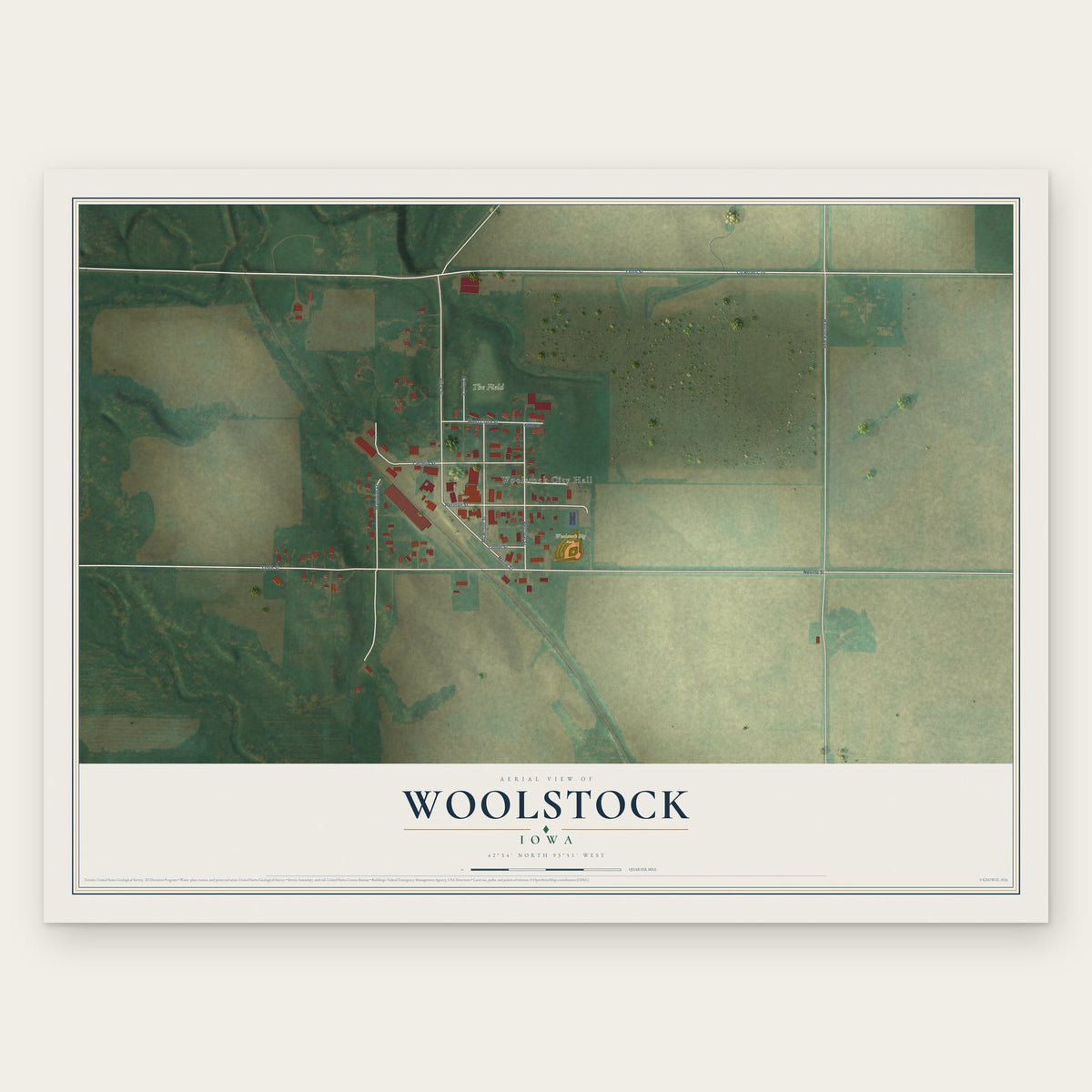 Woolstock, Iowa map print, the full design