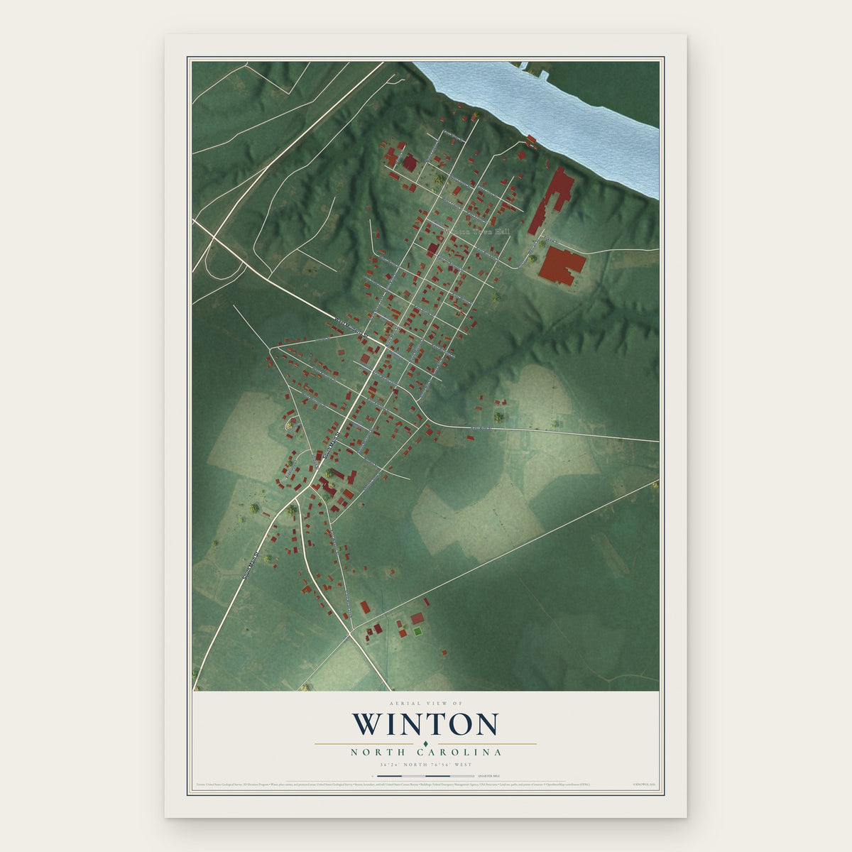 Winton, North Carolina map print, the full design