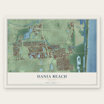 Dania Beach, Florida map print, the full design