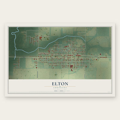 Elton, Louisiana map print, the full design
