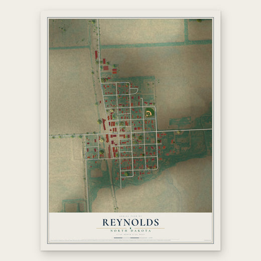 Reynolds, North Dakota map print, the full design