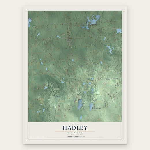 Hadley, Michigan map print, the full design