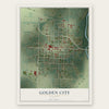 Golden City, Missouri map print, the full design