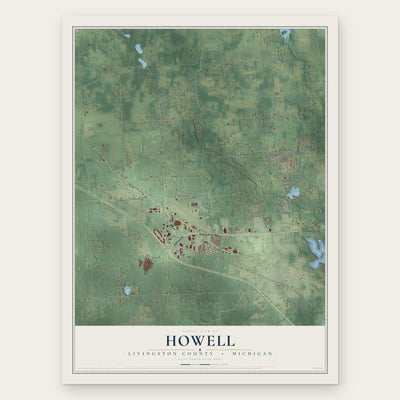 Howell, Livingston County, Michigan map print, the full design