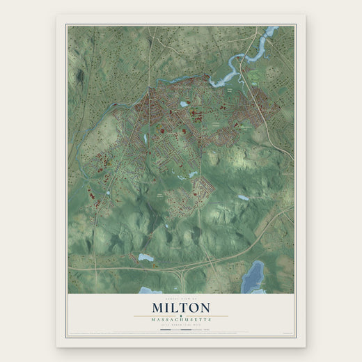 Milton, Massachusetts map print, the full design