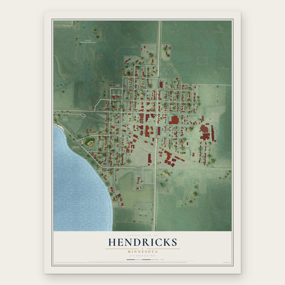 Hendricks, Minnesota map print, the full design