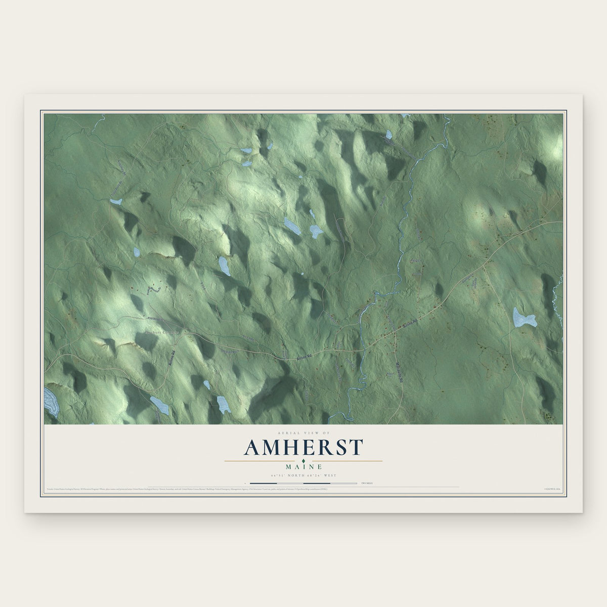 Amherst, Maine map print, the full design