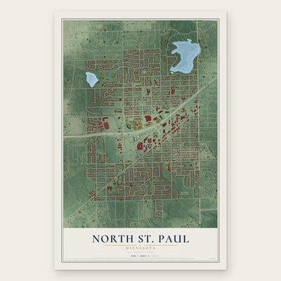 North St. Paul, Minnesota map print, the full design