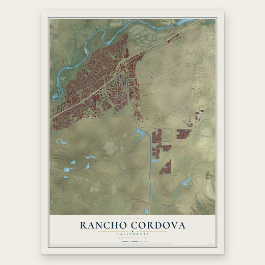 Rancho Cordova, California map print, the full design