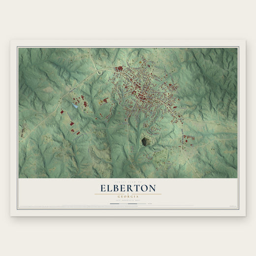 Elberton, Georgia map print, the full design