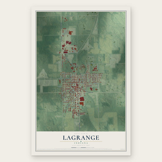 Lagrange, Indiana map print, the full design
