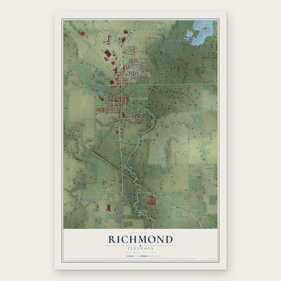 Richmond, Illinois map print, the full design