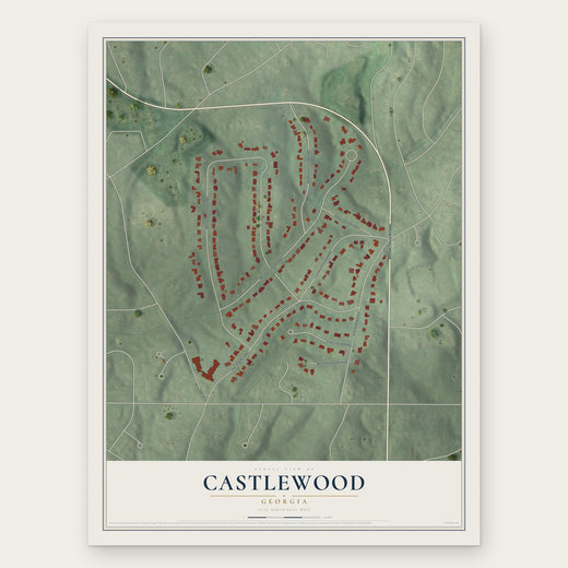 Castlewood, Georgia map print, the full design