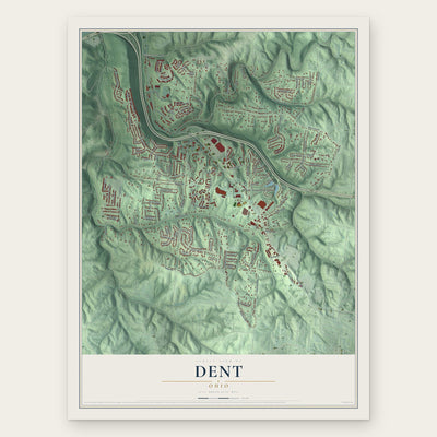 Dent, Ohio map print, the full design