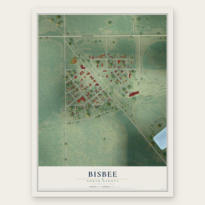 Bisbee, North Dakota map print, the full design