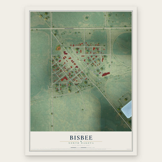 Bisbee, North Dakota map print, the full design
