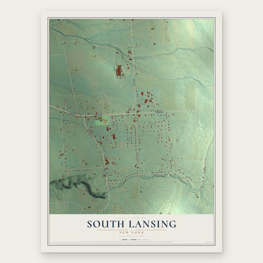 South Lansing, New York map print, the full design