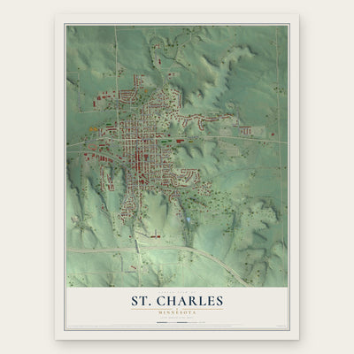 St. Charles, Minnesota map print, the full design