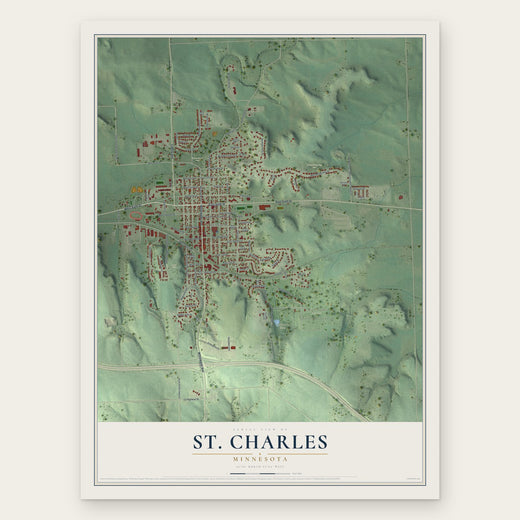 St. Charles, Minnesota map print, the full design