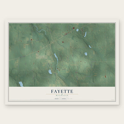 Fayette, Michigan map print, the full design