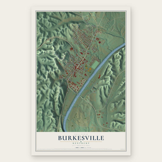 Burkesville, Kentucky map print, the full design