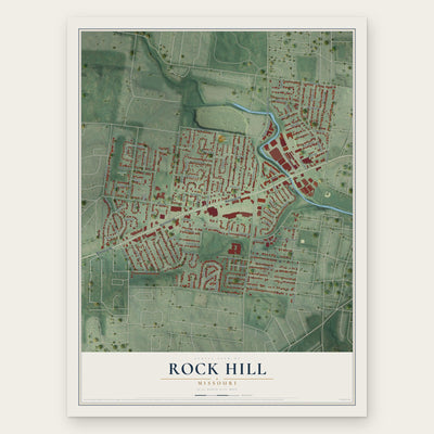 Rock Hill, Missouri map print, the full design