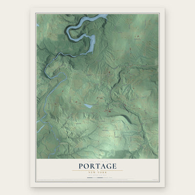 Portage, New York map print, the full design