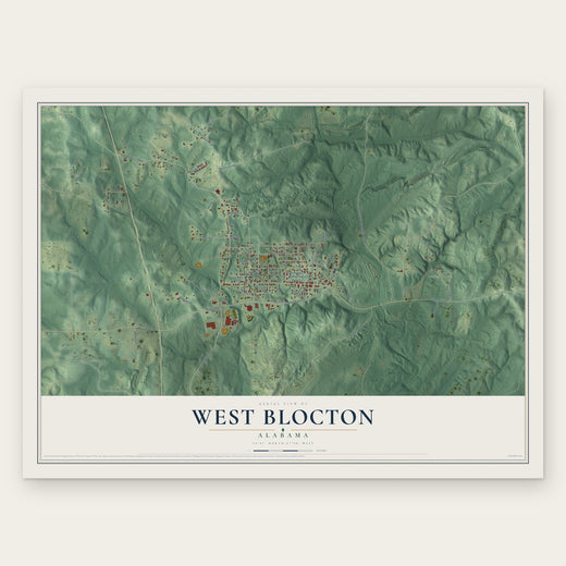 West Blocton, Alabama map print, the full design