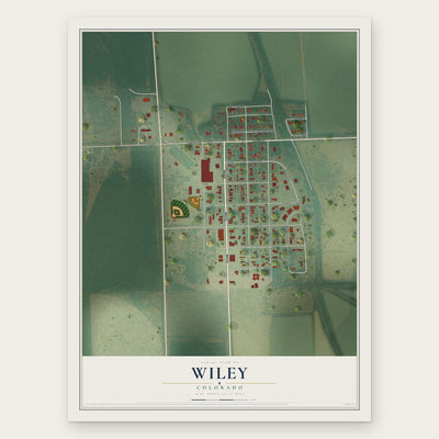 Wiley, Colorado map print, the full design