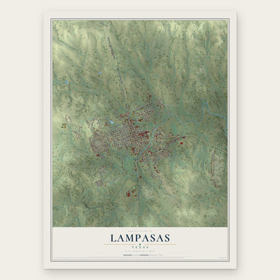 Lampasas, Texas map print, the full design