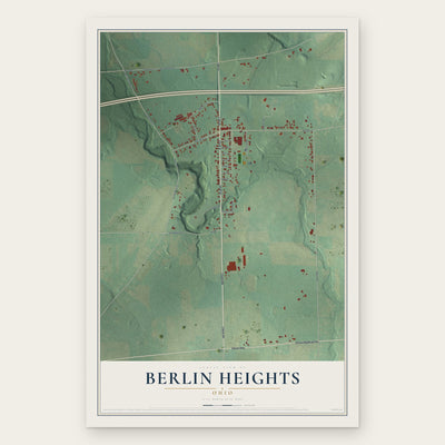 Berlin Heights, Ohio map print, the full design
