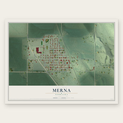 Merna, Nebraska map print, the full design