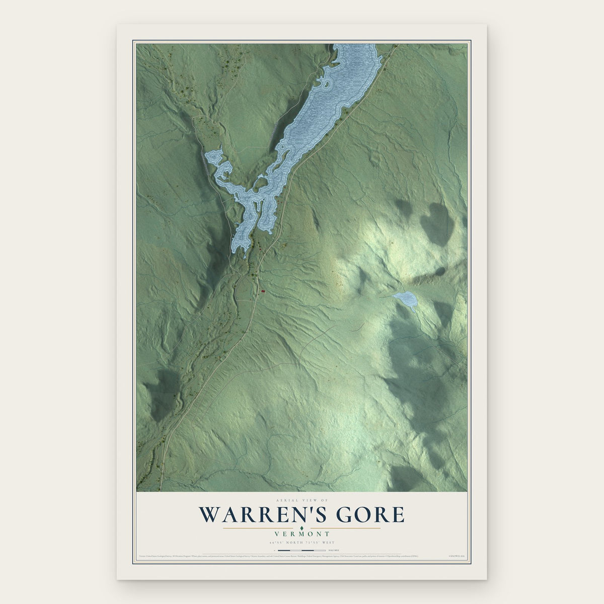 Warren's Gore, Vermont map print, the full design