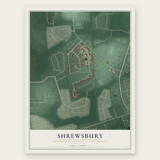 Shrewsbury, Monmouth County, New Jersey map print, the full design