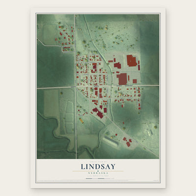 Lindsay, Nebraska map print, the full design