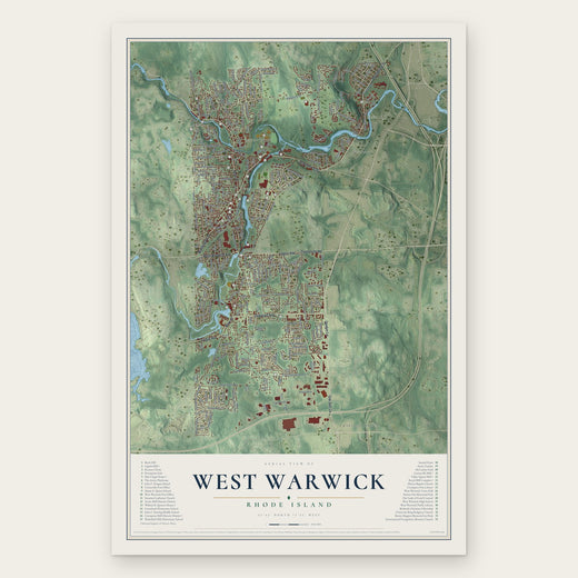West Warwick, Rhode Island map print, the full design