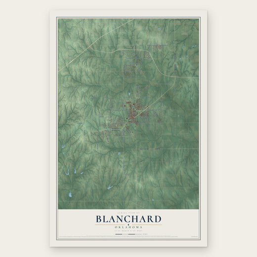 Blanchard, Oklahoma map print, the full design