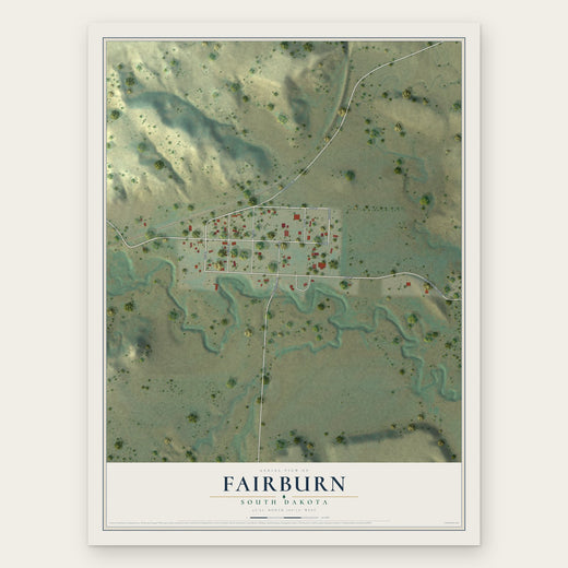 Fairburn, South Dakota map print, the full design