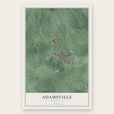 Adamsville, Tennessee map print, the full design