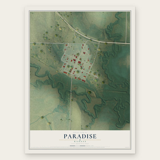 Paradise, Kansas map print, the full design